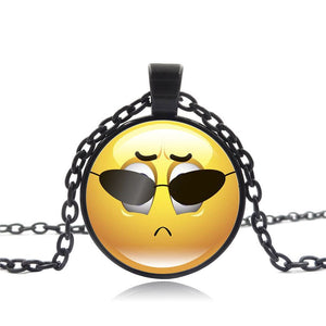 Stylish Emoji Face Necklace Pendant for Men Women Black