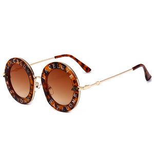 Stylish Font Sunglasses For Women Round Designer Glasses Classic Trendy Sunglass UV400