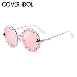 Stylish Font Sunglasses For Women Round Designer Glasses Classic Trendy Sunglass UV400