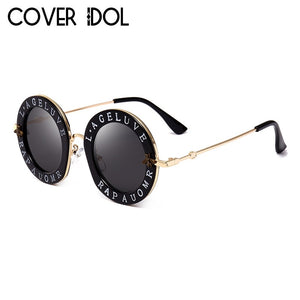 Stylish Font Sunglasses For Women Round Designer Glasses Classic Trendy Sunglass UV400