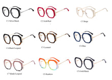 Carica l'immagine nel visualizzatore di Gallery, Occhiali da donna estivi firmati arcobaleno poligonale scintillante Occhiali da formula Lunette Anti Lumiere Bleu 