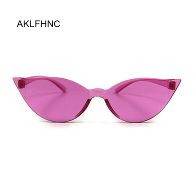 Summer Cat Eye Rimless Sunglasses Women Transparent Shades Sun Glasses Female Cool Candy Color UV400 Eyewear Oculos De Sol