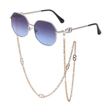 Carica l&#39;immagine nel visualizzatore di Gallery, Summer Round Glasses  Sunglasses Women Brand Designer 2023 Shades Gold V Sunglasses Chains Holder Necklace Eyewear
