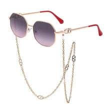 Load image into Gallery viewer, Summer Round Glasses  Sunglasses Women Brand Designer 2023 Shades Gold V Sunglasses Chains Holder Necklace Eyewear