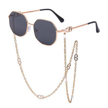 Load image into Gallery viewer, Summer Round Glasses  Sunglasses Women Brand Designer 2023 Shades Gold V Sunglasses Chains Holder Necklace Eyewear