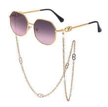 Carica l&#39;immagine nel visualizzatore di Gallery, Summer Round Glasses  Sunglasses Women Brand Designer 2023 Shades Gold V Sunglasses Chains Holder Necklace Eyewear