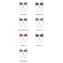 Carica l&#39;immagine nel visualizzatore di Gallery, Summer Round Glasses  Sunglasses Women Brand Designer 2023 Shades Gold V Sunglasses Chains Holder Necklace Eyewear