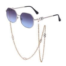 Load image into Gallery viewer, Summer Round Glasses  Sunglasses Women Brand Designer 2023 Shades Gold V Sunglasses Chains Holder Necklace Eyewear