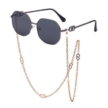 Load image into Gallery viewer, Summer Round Glasses  Sunglasses Women Brand Designer 2023 Shades Gold V Sunglasses Chains Holder Necklace Eyewear