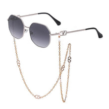 Load image into Gallery viewer, Summer Round Glasses  Sunglasses Women Brand Designer 2023 Shades Gold V Sunglasses Chains Holder Necklace Eyewear