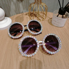 Load image into Gallery viewer, Summer Style vintage sunglasses Round Design AB Rhineston big sunglasses womens For Beach Party UV400 oculos feminino