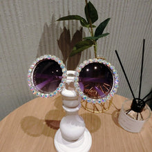 Load image into Gallery viewer, Summer Style vintage sunglasses Round Design AB Rhineston big sunglasses womens For Beach Party UV400 oculos feminino