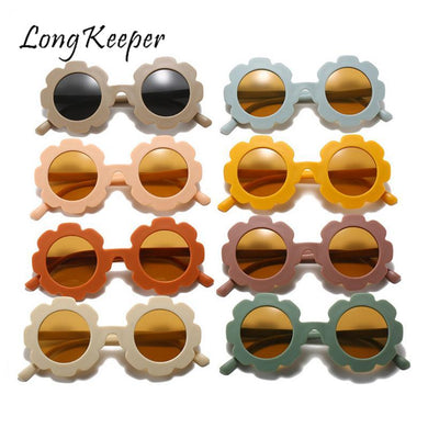 Sun Flower Round Kids Sunglasses Longkeeper Girls Boys Uv Protection Sun Glasses Vintage Baby Goggles Children Eyeglasses Kid