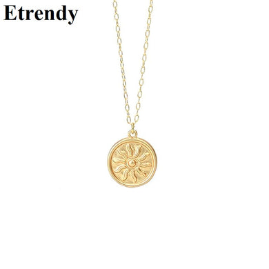 Sun Round Slice Coin Necklace For Women 2018 Chic Jewelry Accessories Handmade Collares Gold Color Gifts