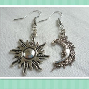 Sun and moon earrings,sun and moon jewellery,wiccan jewelry,sun earrings,moon