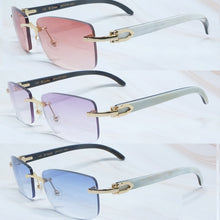 Carica l'immagine nel visualizzatore di Gallery, Sunglasses 2022 Men Carter Glasses Women Rimless Wood Buffalo Horn Glasses Buffs Designer Sun Glasses Shades gafas de sol mujer