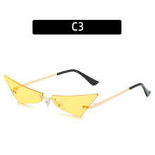 Carica l'immagine nel visualizzatore di Gallery, Occhiali da sole Cat Eye siamesi colorati da donna da donna senza montatura triangolo UV400 occhiali da sole firmati di marca femminile 