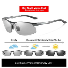 Carica l&#39;immagine nel visualizzatore di Gallery, Sunglasses For Men Day Glasses For Night Vision Photochromic Outdoor Driving Rimless Male Polarized UV400 Lens VT2173