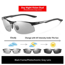 Carica l&#39;immagine nel visualizzatore di Gallery, Sunglasses For Men Day Glasses For Night Vision Photochromic Outdoor Driving Rimless Male Polarized UV400 Lens VT2173
