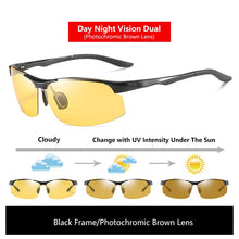 Carica l&#39;immagine nel visualizzatore di Gallery, Sunglasses For Men Day Glasses For Night Vision Photochromic Outdoor Driving Rimless Male Polarized UV400 Lens VT2173