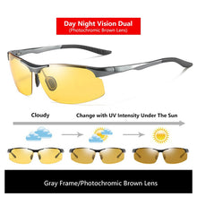 Carica l&#39;immagine nel visualizzatore di Gallery, Sunglasses For Men Day Glasses For Night Vision Photochromic Outdoor Driving Rimless Male Polarized UV400 Lens VT2173
