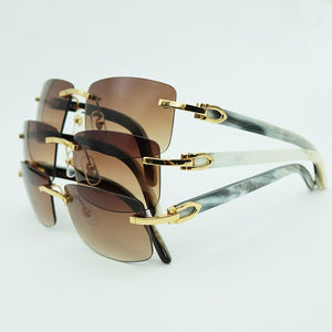 Sunglasses Men Genuine Buffalo Horn Glasses Rimless White Black Buffs Square Women Carter Sunglass Shades Fill Prescription