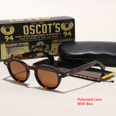 Sunglasses Men Johnny Depp LEMTOSH Polarized Sun Glasses Woman Brand Designer Round Vintage Acetate Frame Tea Lens Driving Shade