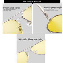 Carica l&#39;immagine nel visualizzatore di Gallery, Occhiali da sole Uomo Donna Occhiali per visione notturna gialli Occhiali da vista antiriflesso Occhiali da pilota maschili polarizzati UV400 Lenti per donna K0922 