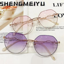 Load image into Gallery viewer, Sunglasses Women 2023  Gradient Sunglasses Ocean Water Cut Trimmed Lens Metal Curved Temples Sun Glasses Female UV400