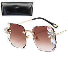 Load image into Gallery viewer, Sunglasses Women 2023 Fashon Vinage Sqaure  Glasses Rimless Rhinesotne Sunglasses Shades For Women Summer Oculos