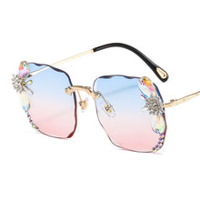 Load image into Gallery viewer, Sunglasses Women 2023 Fashon Vinage Sqaure  Glasses Rimless Rhinesotne Sunglasses Shades For Women Summer Oculos