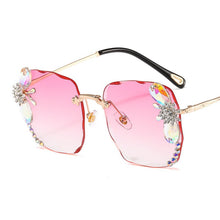 Load image into Gallery viewer, Sunglasses Women 2023 Fashon Vinage Sqaure  Glasses Rimless Rhinesotne Sunglasses Shades For Women Summer Oculos