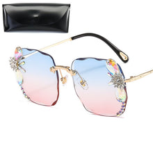 Load image into Gallery viewer, Sunglasses Women 2023 Fashon Vinage Sqaure  Glasses Rimless Rhinesotne Sunglasses Shades For Women Summer Oculos