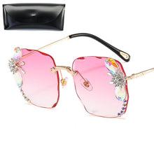 Load image into Gallery viewer, Sunglasses Women 2023 Fashon Vinage Sqaure  Glasses Rimless Rhinesotne Sunglasses Shades For Women Summer Oculos