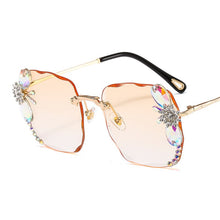 Load image into Gallery viewer, Sunglasses Women 2023 Fashon Vinage Sqaure  Glasses Rimless Rhinesotne Sunglasses Shades For Women Summer Oculos