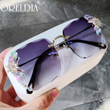 Load image into Gallery viewer, Sunglasses Women 2023 Fashon Vinage Square  Glasses Rimless Rhinesotne Sunglasses Shades Women Summer Oculos UV400