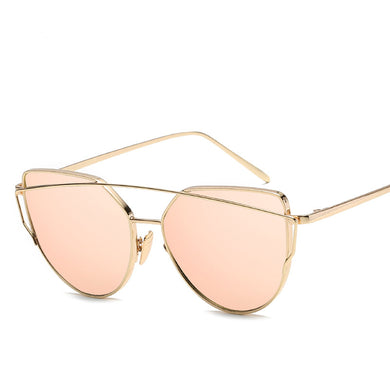 Sunglasses Women 2023 Vintage Cat eye Sunglasses Women Metal Reflective Glasses For Women Mirror Retro Oculos De Sol Gafas