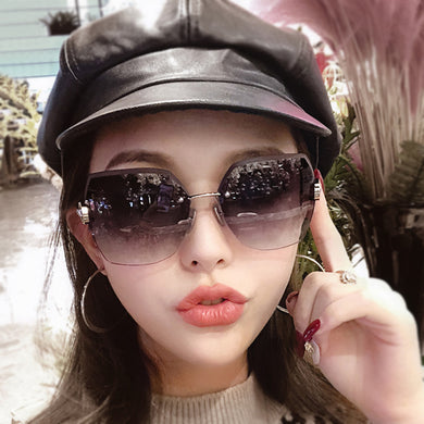 Sunglasses Women  Trimming Gradient Shades Sun Glasses 2023 Ladies Vintage Framless Eyewear UV400  Shades gafas de
