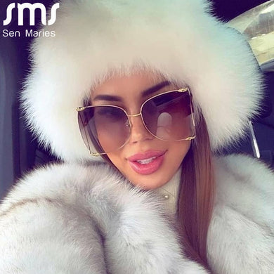 Sunglasses Women Pearl Decoration 2023 Brand Designer Half Frame Female Oversized Sun Glasses Women Clear Shade Sunglasses