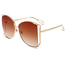 Carica l'immagine nel visualizzatore di Gallery, Sunglasses Women Pearl Decoration 2023 Brand Designer Half Frame Female Oversized Sun Glasses Women Clear Shade Sunglasses