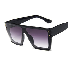 Load image into Gallery viewer, Sunglasses Women Vintage Retro Flat Top Gradient Shield Black Sun Glasses Female Pilot  Designer