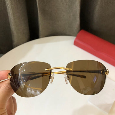 Sunglasses Women's Carter Designer Frameless Cat Eye Sun Glasses Shades For Women Brand  Vintage Eyewear Gafas De Sol