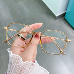 Sunglasses female 2023 glasses female big frame flat mirror anti-reflective light round face glasses for men and women