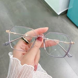 Sunglasses female 2023 glasses female big frame flat mirror anti-reflective light round face glasses for men and women