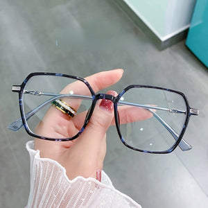 Sunglasses female 2023 glasses female big frame flat mirror anti-reflective light round face glasses for men and women