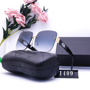 Sunglasses female frameless designer brand retro lady man man husband driver  high quality 2022  free glasses box
