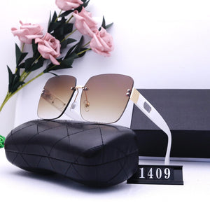 Sunglasses female frameless designer brand retro lady man man husband driver  high quality 2022  free glasses box