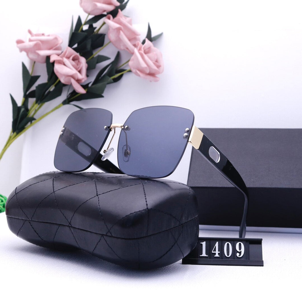 Sunglasses female frameless designer brand retro lady man man husband driver  high quality 2022  free glasses box