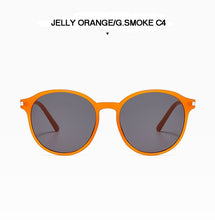 Load image into Gallery viewer, Sunglasses for Men Women,Stylish Retro Round Frame,Jelly Color Beach Vacation Glasses,UV 4000,with Glasses Cloth