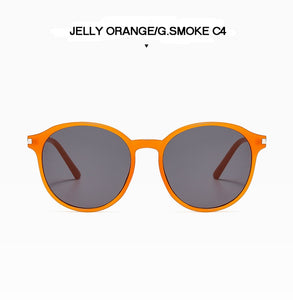 Sunglasses for Men Women,Stylish Retro Round Frame,Jelly Color Beach Vacation Glasses,UV 4000,with Glasses Cloth